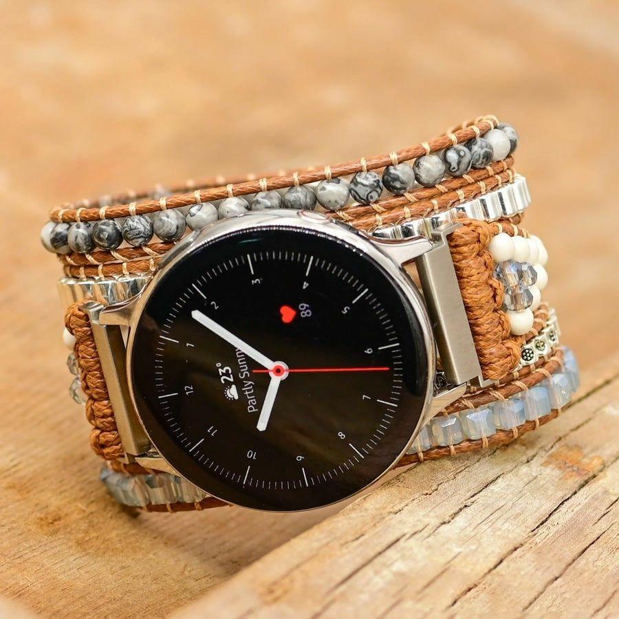 Google Pixel Watch Band With Natural Celestine Beads | Google Pixel Watch Bands