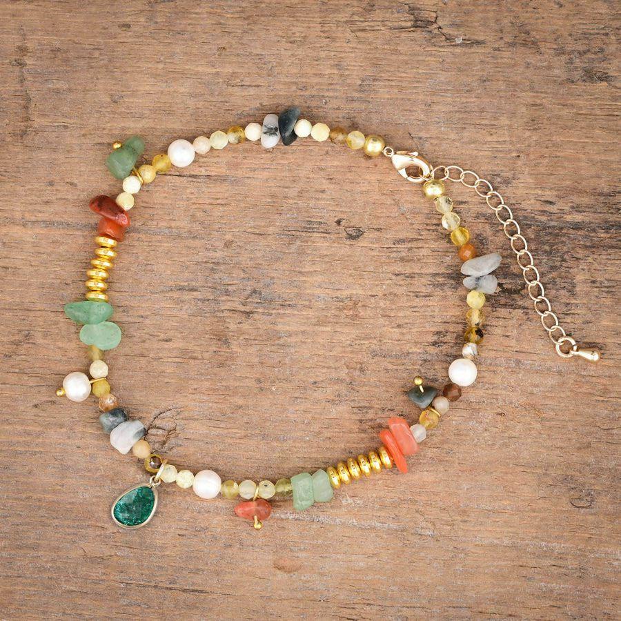 Natural Green Aventurine Unakite & Carnelian Bead Anklet | Bracelets Anklets Anklets