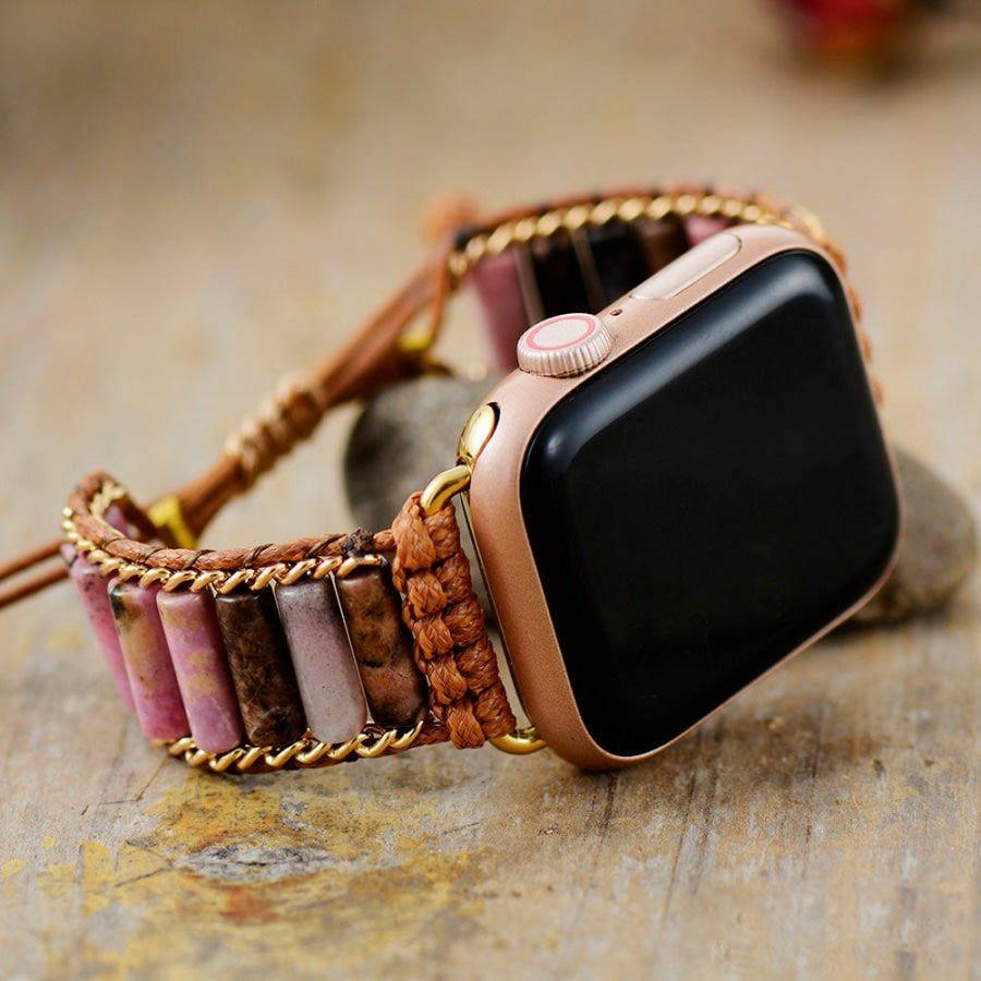 Natural Rhodonite Tube Apple Watch Band | Apple Watch Bands Apple Watch Bands Apple Watch Bands